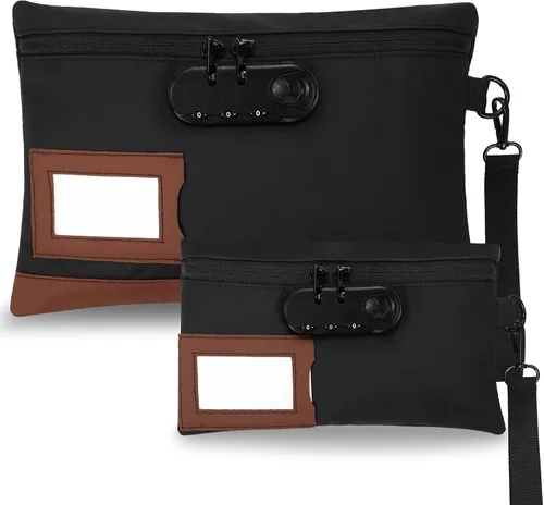 Leifide Paquete de 2 bolsas de dinero con cerradura y cremallera de 11.8 x 7.9 pulgadas y 9 x 5.1 pulgadas, bolsa con cerradura para efectivo con