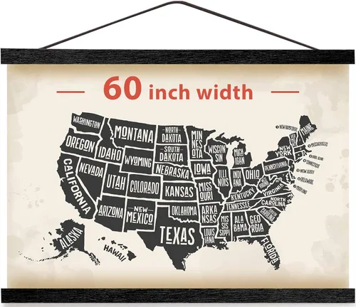Miniatura 22 de Colgador magnético para póster con marco para 24x36 24x30 24x32 pósters de películas y música, marcos de madera de teca para lienzo grande, mapa