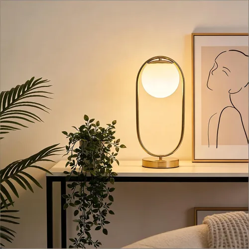 Miniatura 3 de Lámpara de mesa moderna de mediados de siglo con pantalla de vidrio blanco, lámpara de mesa pequeña dorada para mesita de noche, dormitorio, sala