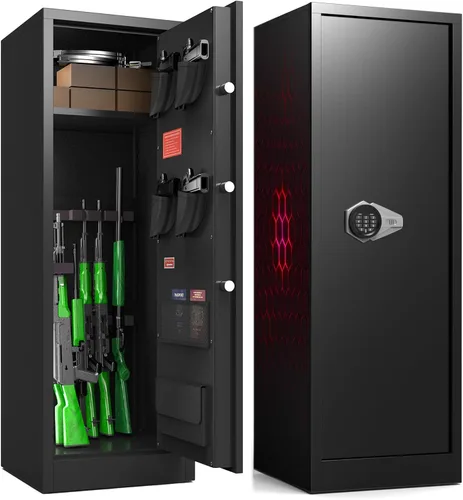 Miniatura 8 de Marcree Caja fuerte para 2-3 armas, caja fuerte para rifles y pistolas, gabinetes para armas para rifles y escopetas con sistema de alarma dual