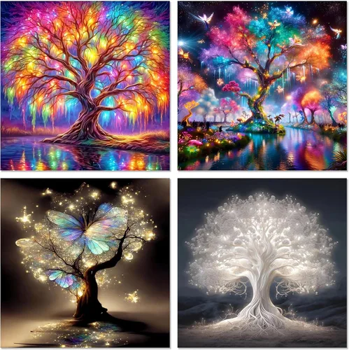 Miniatura 24 de Meothan Paquete de 6 Kits de Pintura de Diamantes Paisaje Lunar Kits de Arte de Diamantes para Adultos Principiantes, Pintura de Taladro Redondo