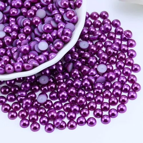 Miniatura 46 de 1500 PIEZAS 4mm Perlas Blancas de Media Parte Plana para Manualidades Joyería Álbum de Recortes Decoración de Uñas, Perlas de Parte Plana para Blanco