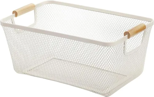 Miniatura 17 de AJIODA Cesta de acero de malla metálica, cesta organizadora de almacenamiento de alambre pequeña, cesta de cocina colgante multifunción con mango