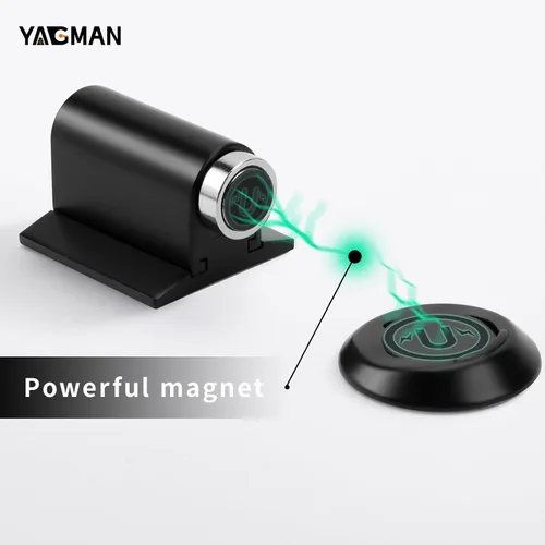 Miniatura 3 de Paquete de 2 topes magnéticos retráctiles para puerta, soporte de fondo de puerta sin perforación, soporte de puerta resistente para piso con Negro