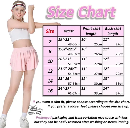 Miniatura 5 de 2-in-1 Girls Flowy Shorts with Spandex Liner Athletic Butterfly Shorts Kids Summer Running Tennis Sports