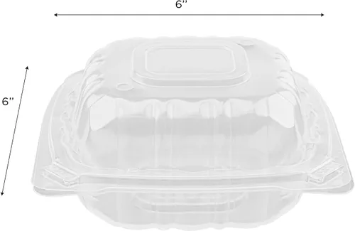 Miniatura 7 de Contenedores de Comida para Llevar Karat Clamshell [6"x6" - 300 unidades] Duraderos, Aptos para Microondas, Apilables, Resistentes a Roturas, Cajas