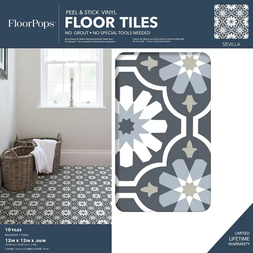 Miniatura 2 de FloorPops FP2944 Sevilla - Azulejos para suelo (despegar y pegar), multicolor
