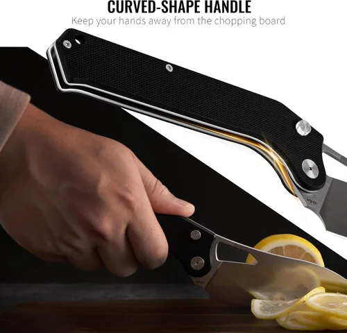 Miniatura 4 de TACRAY Navaja de Cocina Plegable, Cuchillo de Chef de 4.4" Plegable para Acampada con Cuchilla de Acero Inoxidable 10cr15mov, Mango de G10