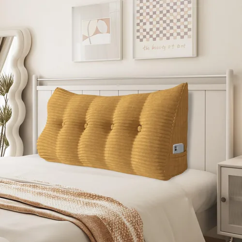 Miniatura 37 de Almohada de cuña triangular para cabecero, cojín de pana para sofá cama, respaldo grande, almohada de lectura, posicionamiento lumbar tapizado