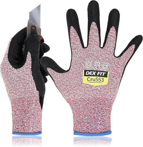 Miniatura 23 de DEX FIT Guantes resistentes a cortes nivel 5 Cru553, ajuste elástico cómodo 3D, agarre de potencia, grado profesional, delgados, compatibles