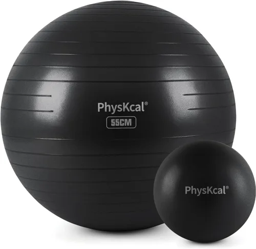 PhysKcal Pelota de yoga para ejercicio, set de pilates, pelota de fitness de 4 tamaños para entrenamiento, parto, embarazo, terapia física - Bomba