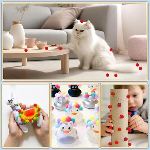 Miniatura 6 de Morfen 150 pompones para manualidades, color marrón claro, bolas de pompón mullido de 1 pulgada para manualidades, proyectos de manualidades