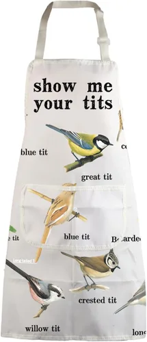 Miniatura 9 de MBMSO Delantal de tetas con bolsillos, delantal de cocina para observación de aves para amantes de las aves Tetas Pájaro Delantal-b