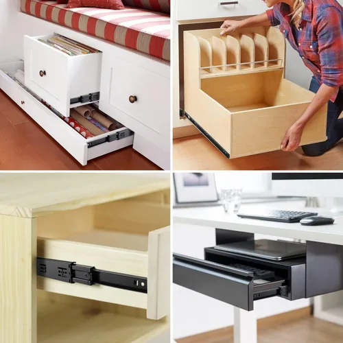 Miniatura 8 de homdiy 10 pares de correderas de cajón de cierre suave de 18 pulgadas, color negro, extensión completa, resistente, rodamientos de bolas de montaje