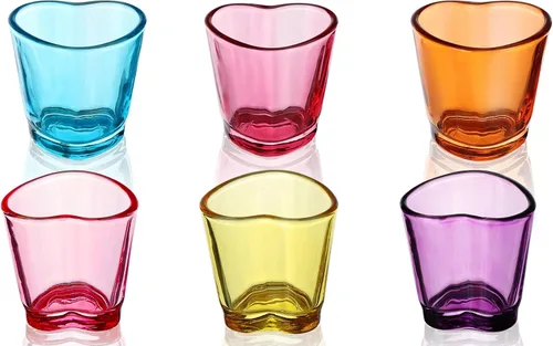 Miniatura 6 de Juego de vasos de chupito con forma de corazón, lindo vaso de chupito rosa para accesorios de carrito de bar, 1.5 onzas (6, azul)