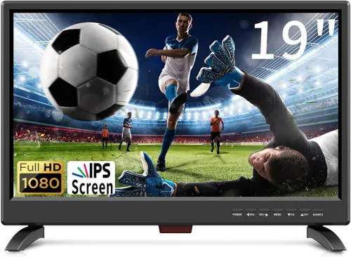Feihe TV de pantalla plana LED HD de 19 pulgadas, pantalla IPS de 1080p, con sintonizadores digitales duales ATSC/HDMI/VGA/AV/USB, TV RV de 12