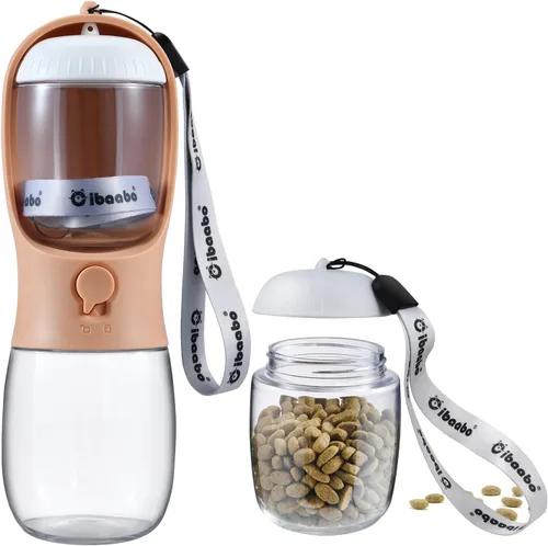 Miniatura 27 de Cibaabo Botella de agua para perros con contenedor de alimentos, cuenco de agua para cachorros de viaje, dispensador portátil para mascotas