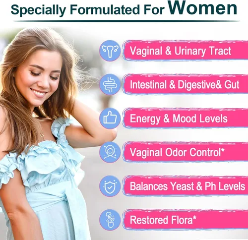 Miniatura 2 de Probióticos vaginales, equilibrio de pH para mujeres, 70 mil millones de UFC probióticos para mujer para salud vaginal, urinario, control de olores