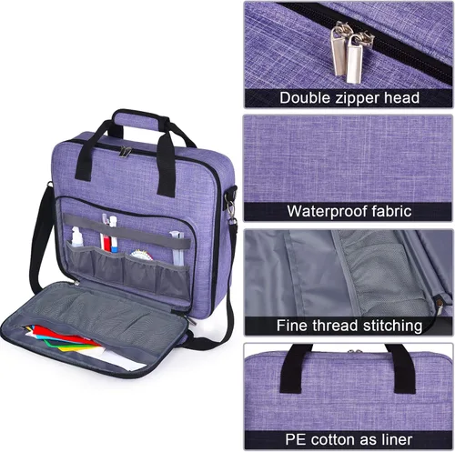 Miniatura 6 de BAGLHER Bolsa Organizadora de Punto de Cruz y Bordado - Gran Almacenamiento Portátil para Proyectos con 3 Compartimentos, Estuche de Transporte