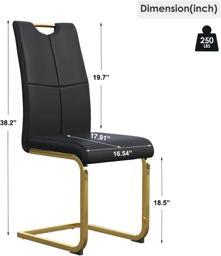 Miniatura 3 de Juego de 2 sillas de comedor, modernas sillas de comedor de piel sintética, sillas tapizadas para cocina, comedor, respaldo alto ergonómico