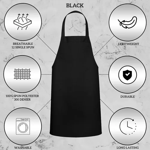 Miniatura 4 de GREEN LIFESTYLE Paquete de 2 delantales de chef con bolsillos, delantales de parrilla para hombres, delantal de cocina impermeable para barbacoa