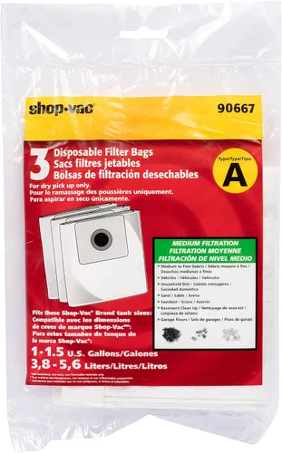 Miniatura 5 de Shop-Vac 2021005, Micro aspiradora húmeda y seca, 1 galón, manguera de 1.25 pulgadas de diámetro x 4 pies, 50 CFM, (1 paquete) y 9066700 bolsa