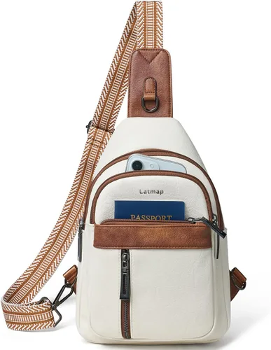 LATMAP 7L Bolsa de Cintura para Hombres y Mujeres Mochila de Cadera Riñonera Bandolera Bolso de Hombro Cinturón de Viaje Bolso de Mano de PU Cuero