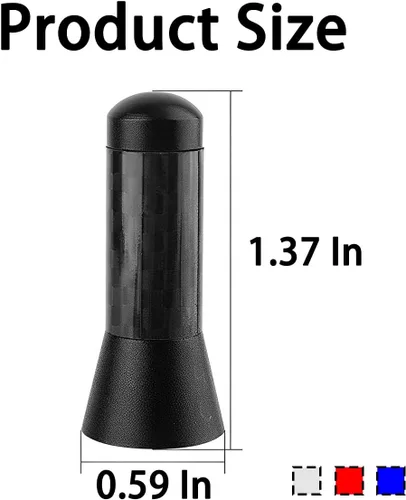 Miniatura 2 de Antena corta para coche, Antena aérea universal rechoncha de 3.5cm, Antena mini de coche de fibra de carbono con rosca de aleación de aluminio