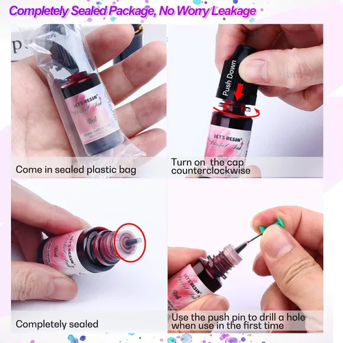 Miniatura 6 de Tinta de alcohol para resina epoxi LET'S RESIN - Juego de tinta de alcohol concentrada, 26 colores vibrantes a base de alcohol, tinta de resina
