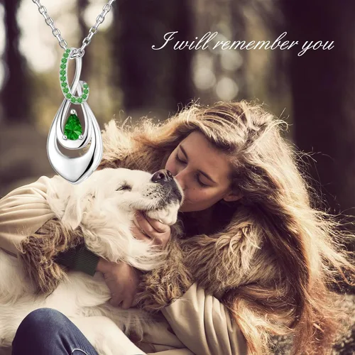 Miniatura 4 de Collar de ceniza de plata de ley 925, colgante conmemorativo de lágrima de circonita cúbica, collar de urna infinita para cenizas para mujer