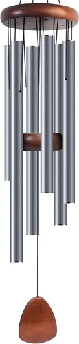 Miniatura 13 de Bursvik Campanilla de viento de 28 pulgadas, campanillas de viento decorativas en metal para exteriores, conmemorativas, regalo de recuerdo, Negro