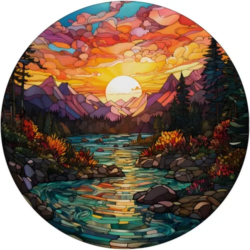 Miniatura 3 de Puesta de sol vidrieras mosaico paisaje escena PopSockets intercambiable PopGrip