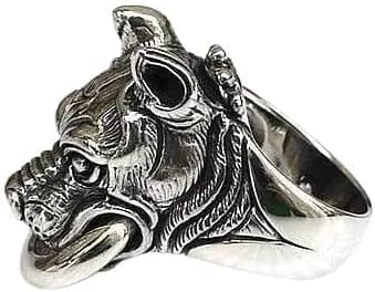 Miniatura 2 de Bikerringshop Anillo de cabeza de perro Pitbull de plata de ley
