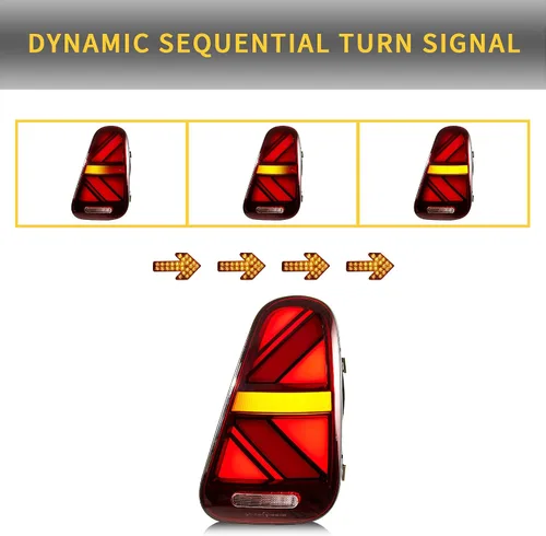 Miniatura 4 de VLAND LED Luces Traseras Rojas Compatibles Para [2001-2006 BMW Mini Cooper R50 R52 R53 y Mini Cooper Hatchback/Convertible de 1ª generación] Con
