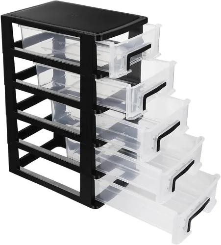 Toddmomy Gabinete de almacenamiento de plástico de 5 niveles, organizador portátil de escritorio, caja de almacenamiento para oficina, estudio,