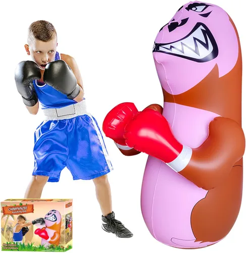 Miniatura 5 de 48 in Punching Bag for Kids, Free Standing Inflatable Dummy, Inflatable Punching Bag, De-Stress Boxing Bag for Kid Orangután-BDW-Verde