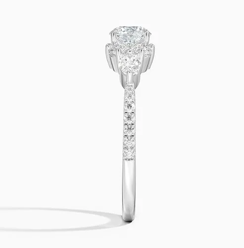 Miniatura 3 de Anillo de compromiso de diamantes creados en laboratorio con marquesa lateral y redondos redondos de 1.06 quilates con certificado IGI de 1.06