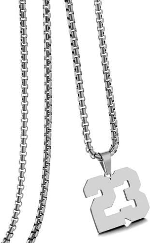 Miniatura 40 de Collar de Número Dorado para Hombre, Cadena de Acero Inoxidable con Colgante de Número para Atletas, Joyería Deportiva Personalizada para Niños