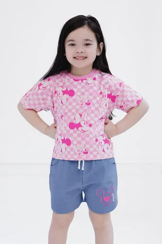 Miniatura 15 de Disney Minnie Mouse - Conjunto de camiseta floral arcoíris y pantalones cortos de cambray, tallas de bebé a niño grande (12 meses - 14-16)