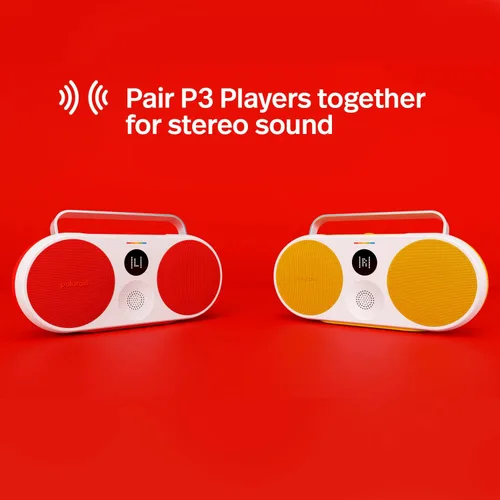 Miniatura 6 de Polaroid Reproductor de música P3 (rojo) - Altavoz Bluetooth inalámbrico Boombox retro-Futurista recargable con emparejamiento estéreo dual