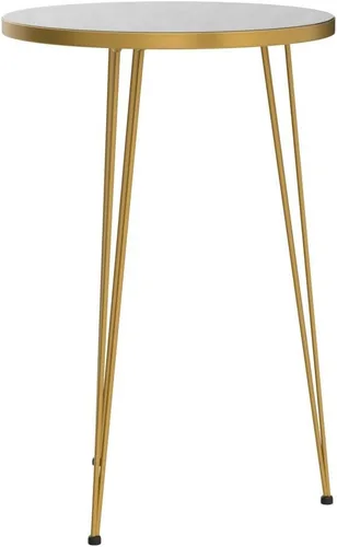 Miniatura 5 de Juego de 2 mesas auxiliares redondas de madera para sofá para espacios pequeños, mesita de noche con patas de metal para dormitorio, sala de estar