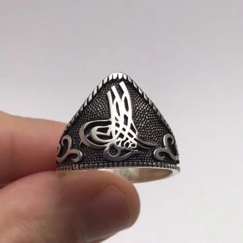 Miniatura 4 de Anillo de plata de ley 925 para hombre con diseño otomano turco