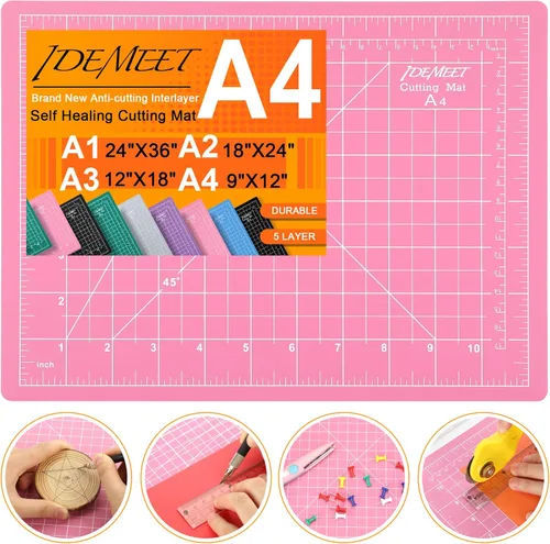 Miniatura 10 de Estera de corte autocurativa de 9"x12" de densidad mejorada, alfombrilla de corte rotatoria Idemeet para manualidades, protector de mesa de 5 capas