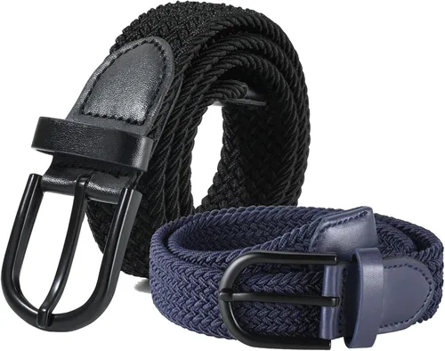 Miniatura 28 de AWAYTR Cinturón trenzado elástico para niños, cinturón de béisbol de golf elástico con hebilla de pasador negro para niños y niñas de 4 a 12 años