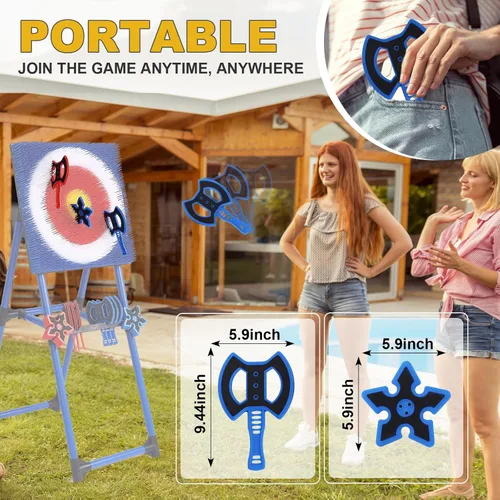 Miniatura 7 de Hacha para lanzar para juego de lanzamiento de hachas para el patio trasero, juego de hachas para lanzar con estrella para lanzar para juegos al
