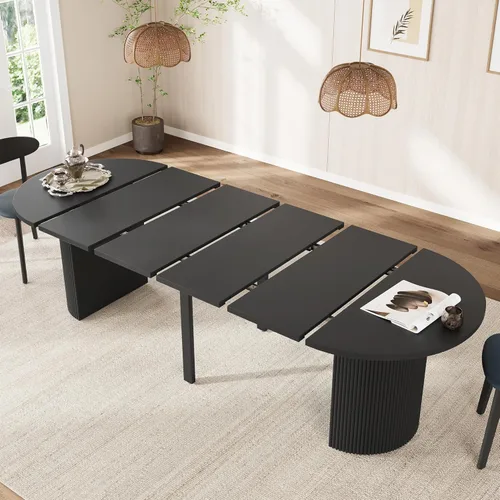 weselon Mesa de comedor extensible de 42 a 105 pulgadas para 4 a 12, mesa de comedor ovalada expandible con base de pedestal estriada y pata de