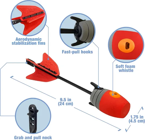 Miniatura 3 de Zing Zonic - Paquete de recambio de flechas silbantes, 10 flechas rojas, compatible con HyperStrike Firetek Z-Tek Z-Curve Z-Bow para niños Rojo