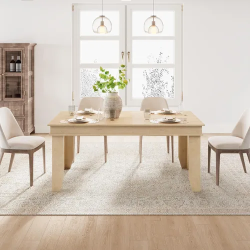 Miniatura 13 de GarveeHome Mesa de comedor de granja para 6-8 personas, mesas de cocina de 71 pulgadas de largo con marco resistente de madera, mesa rectangular