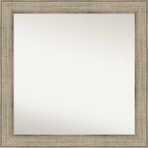 Miniatura 309 de Amanti Art Espejo de baño plateado para sobre fregadero, 26 x 26 pulgadas, espejo cuadrado de níquel pulido, marco de madera tradicional mediano, se