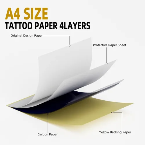 Miniatura 7 de Kit de piel de práctica de tatuajes en blanco, juego de 13 piezas con 3 pieles falsas de doble cara de 7.4 x 5.6 pulgadas y 10 papeles